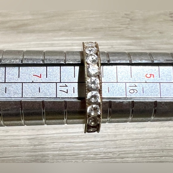 Designer Hidalgo Gold Plated Channel-Set Cubic Zirconia Eternity Band Ring - Picture 7 of 7